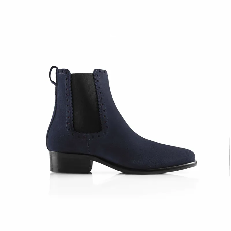 Fairfax and Favor Brogued Chelsea Boot - Navy-2
