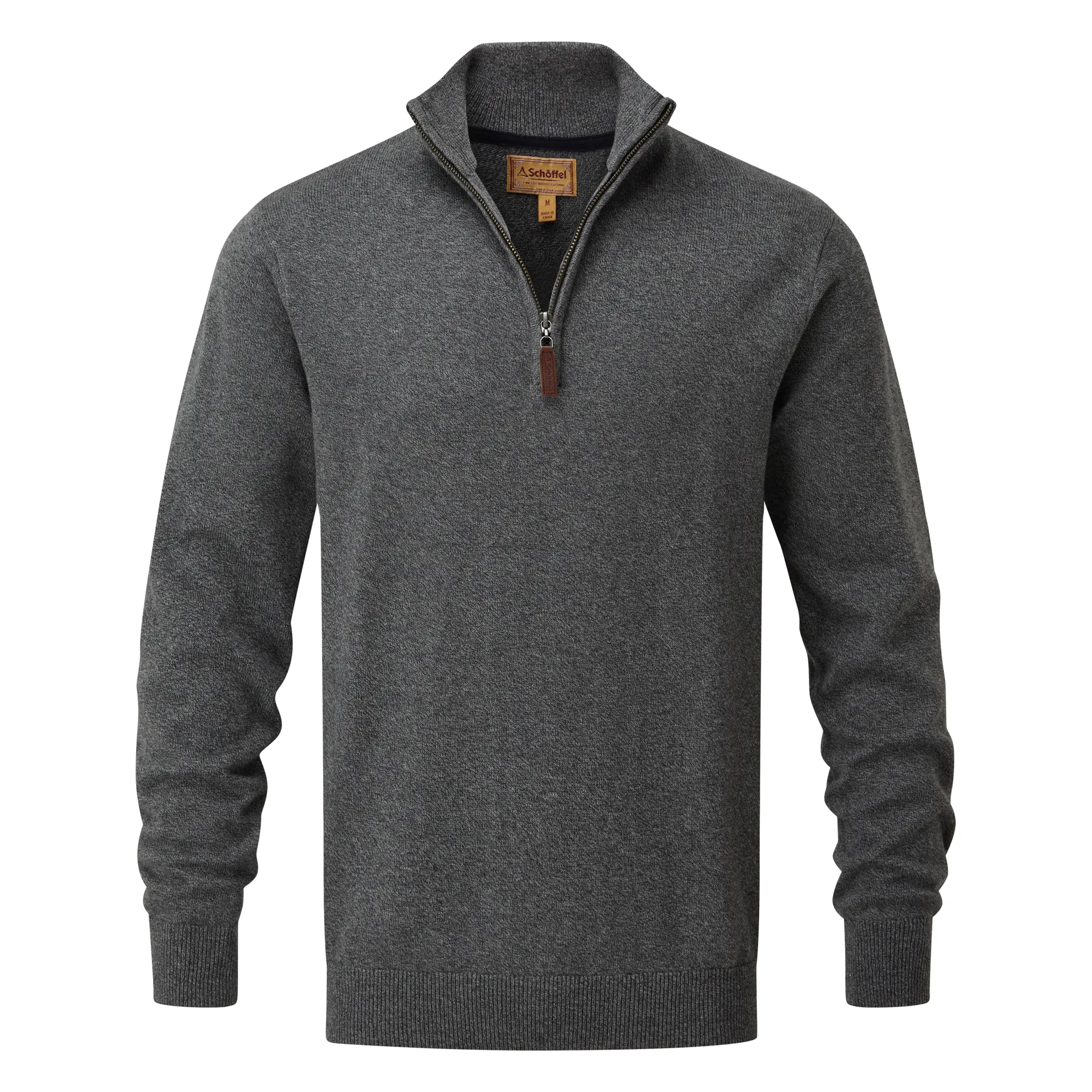 Schoffel Mens Cotton Cashmere 1/4 Zip Jumper Castle Grey