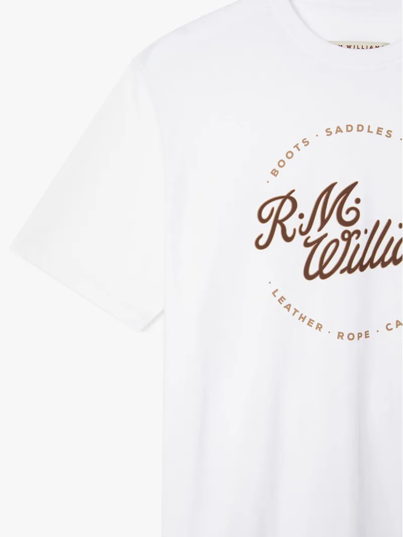R.M Williams Mens Script Stamp T-Shirt - White-2