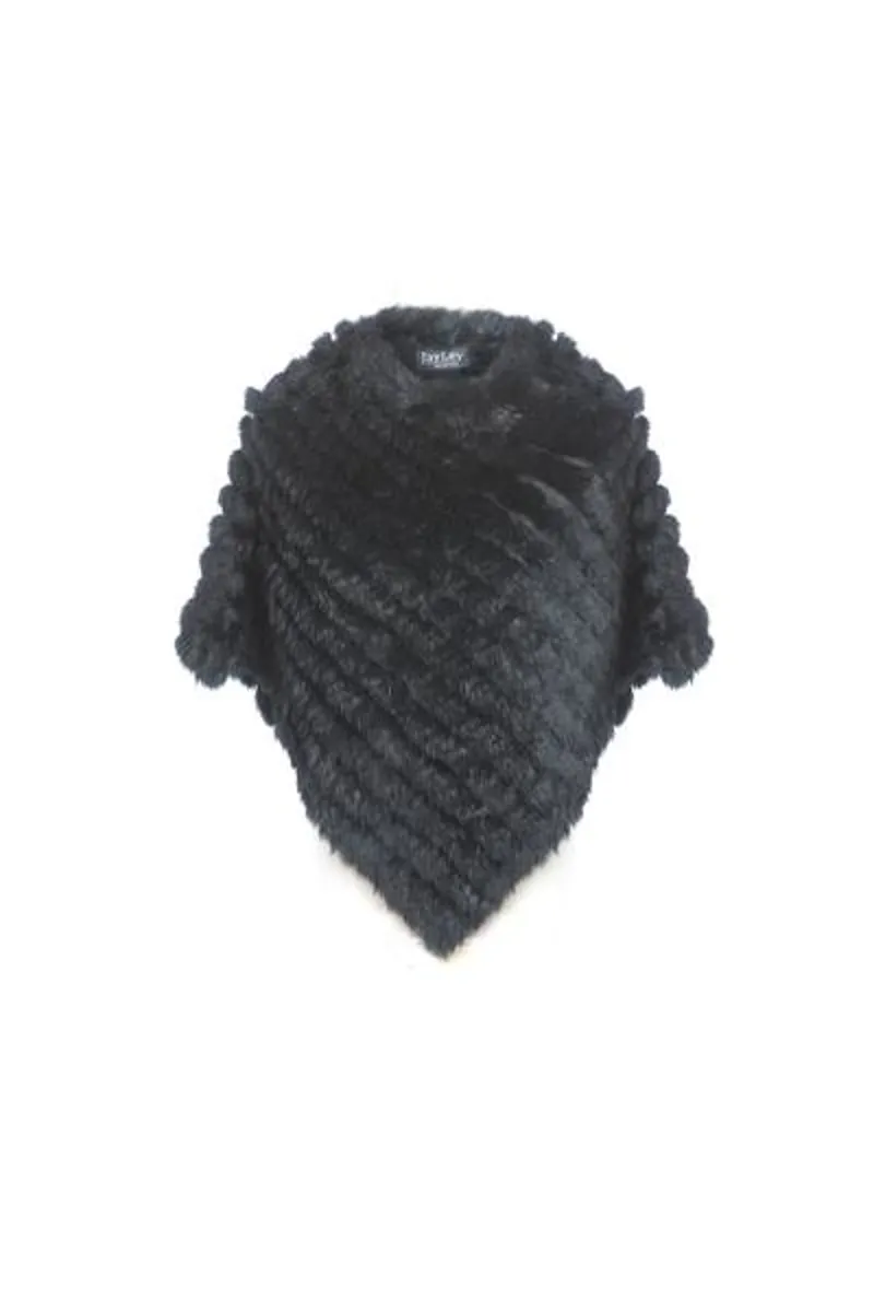 Coney Fur Poncho Black