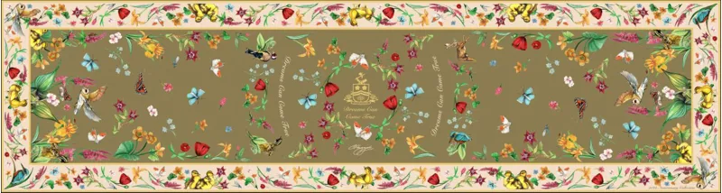 Clare Haggas Dreams Can Come True Classic Silk Scarf - Olive/Honey-2