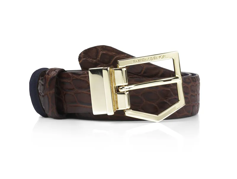 Fairfax and Favor Blickling Reversible Belt - Navy/Chocolate
