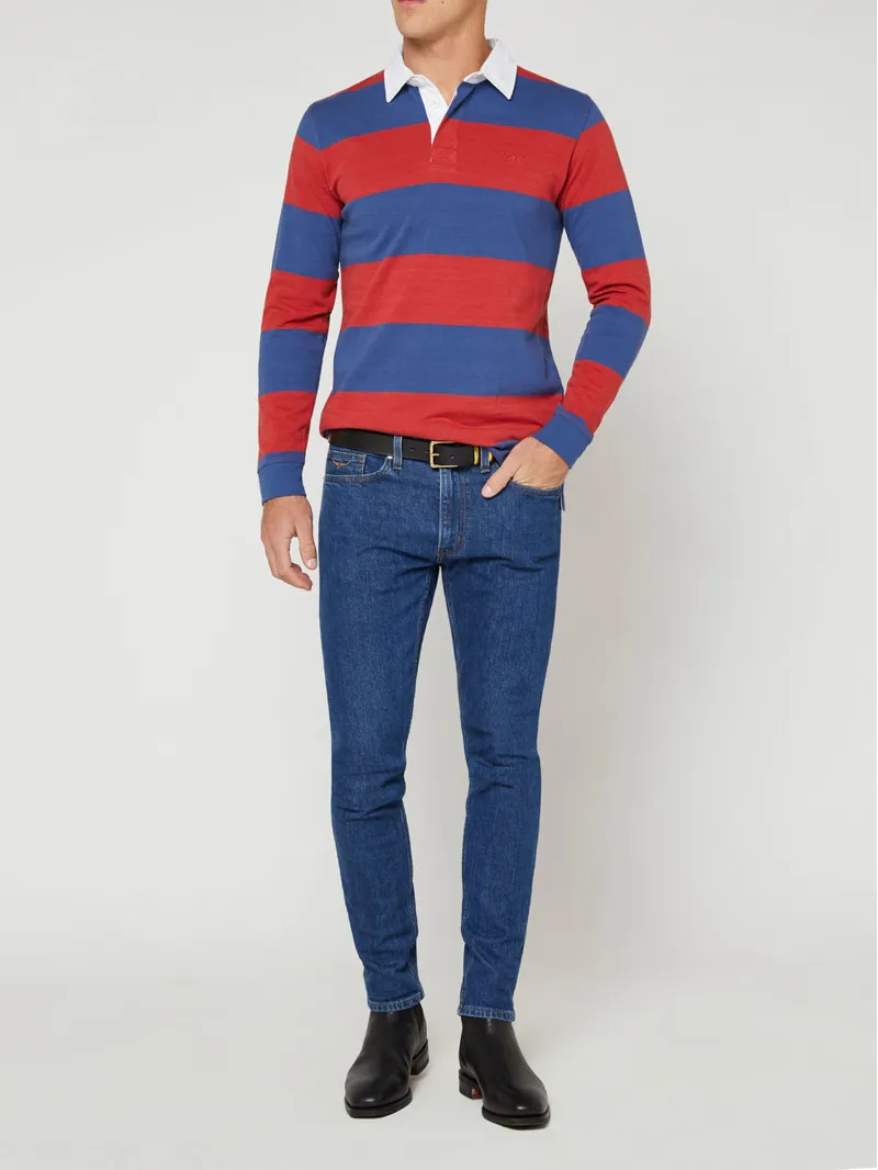 R.M Williams Tweedale Rugby Shirt Blue/Red-3