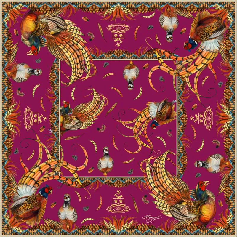 Clare Haggas Medium Heads or Tails Silk Scarf - Mulberry-1