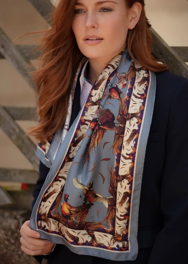 Clare Haggas Pigeon George and Friends Narrow Silk Scarf