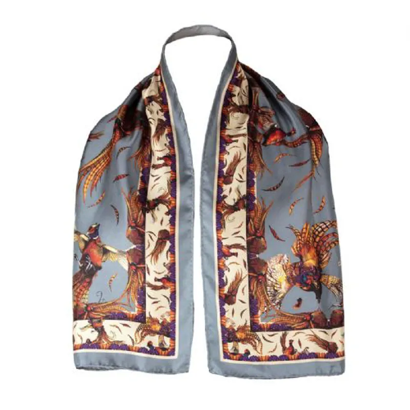 Clare Haggas Pigeon George and Friends Narrow Silk Scarf-1
