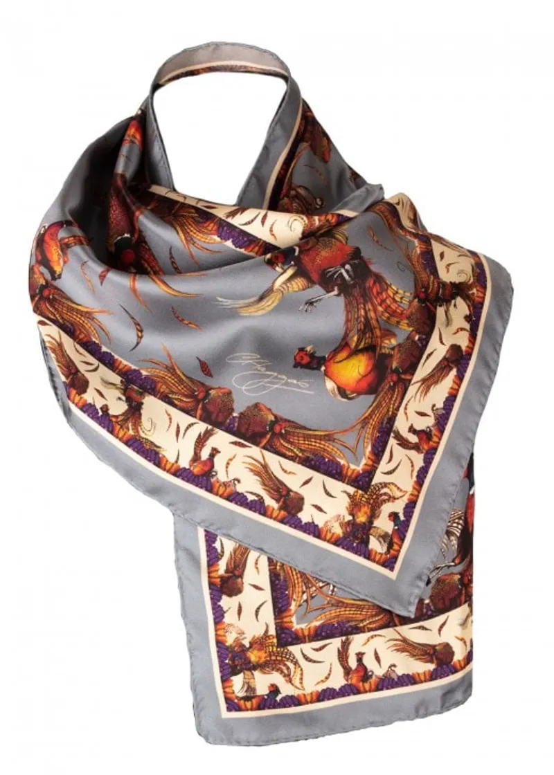 Clare Haggas Pigeon George and Friends Narrow Silk Scarf-2