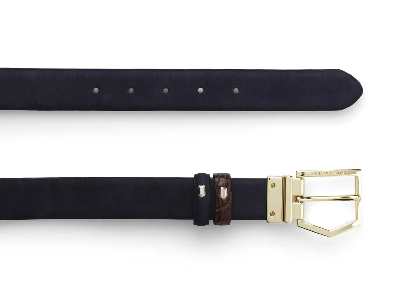 Fairfax and Favor Blickling Reversible Belt - Navy/Chocolate-3