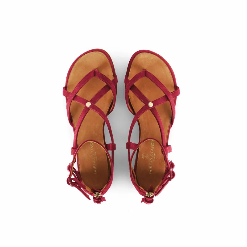 Fairfax and Favor Brancaster Sandal Raspberry-1