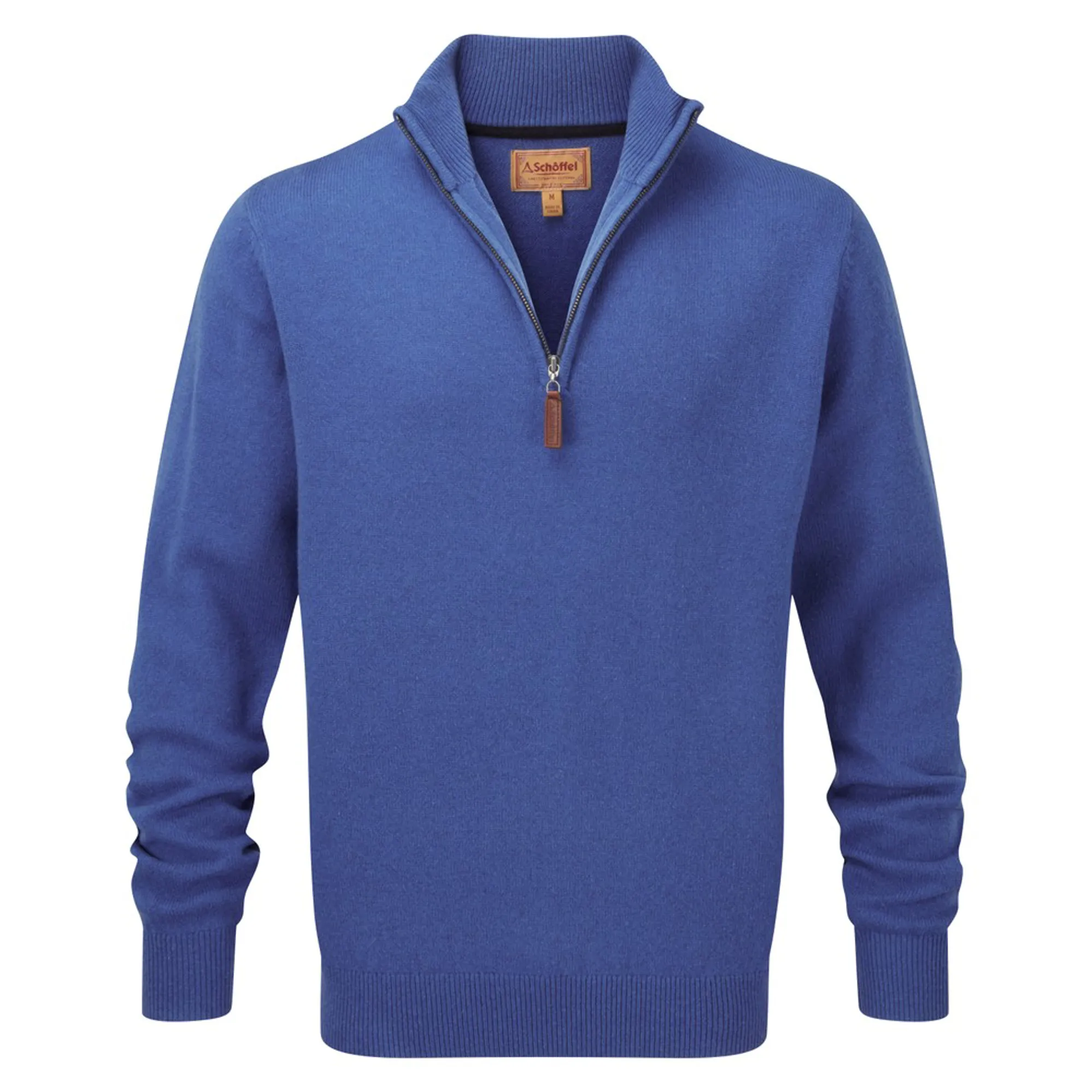 Schoffel Mens Lambswool 1/4 Zip Jumper Sea Blue
