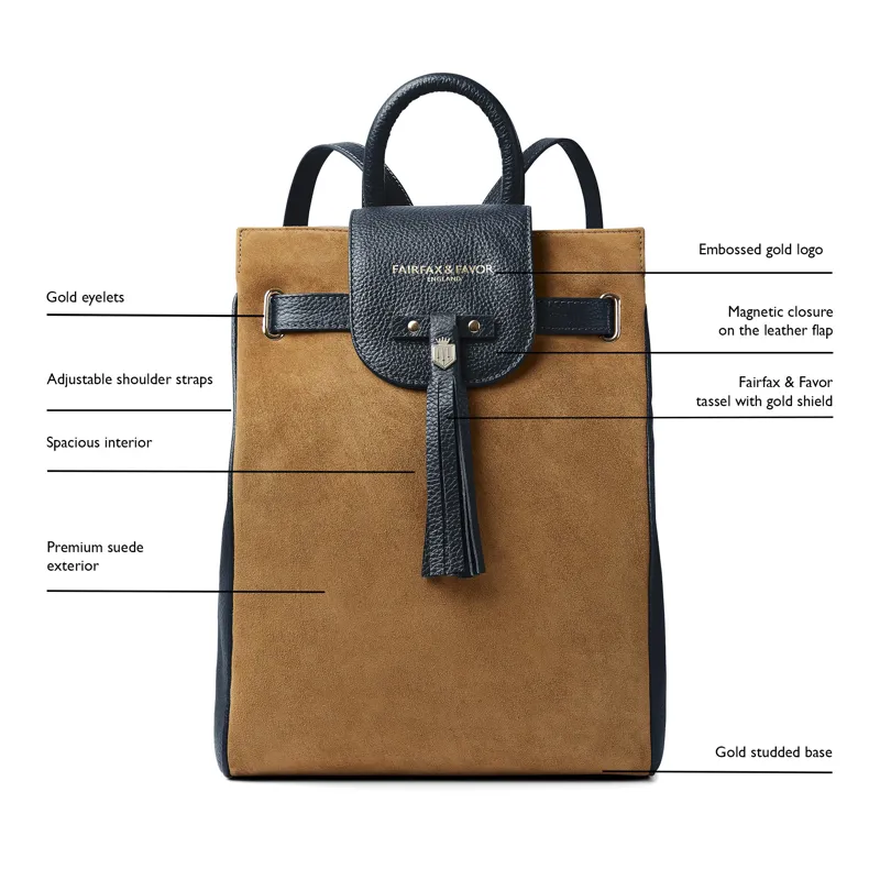 Fairfax and Favor Windsor Backpack - Tan/Navy-7