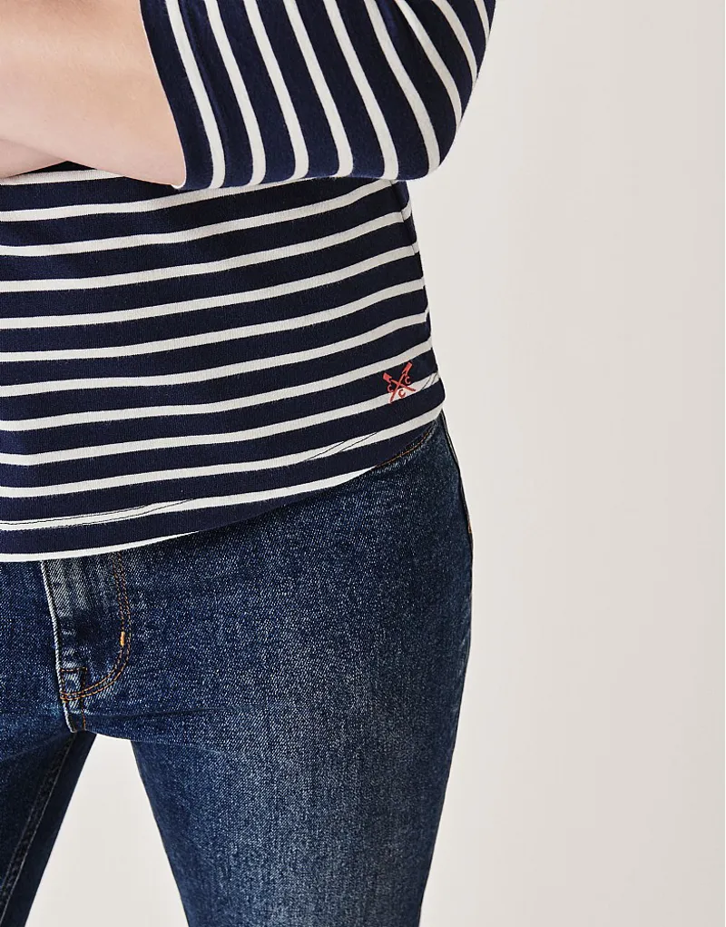 Crew Ladies Breton Stripe Top Navy/White-1