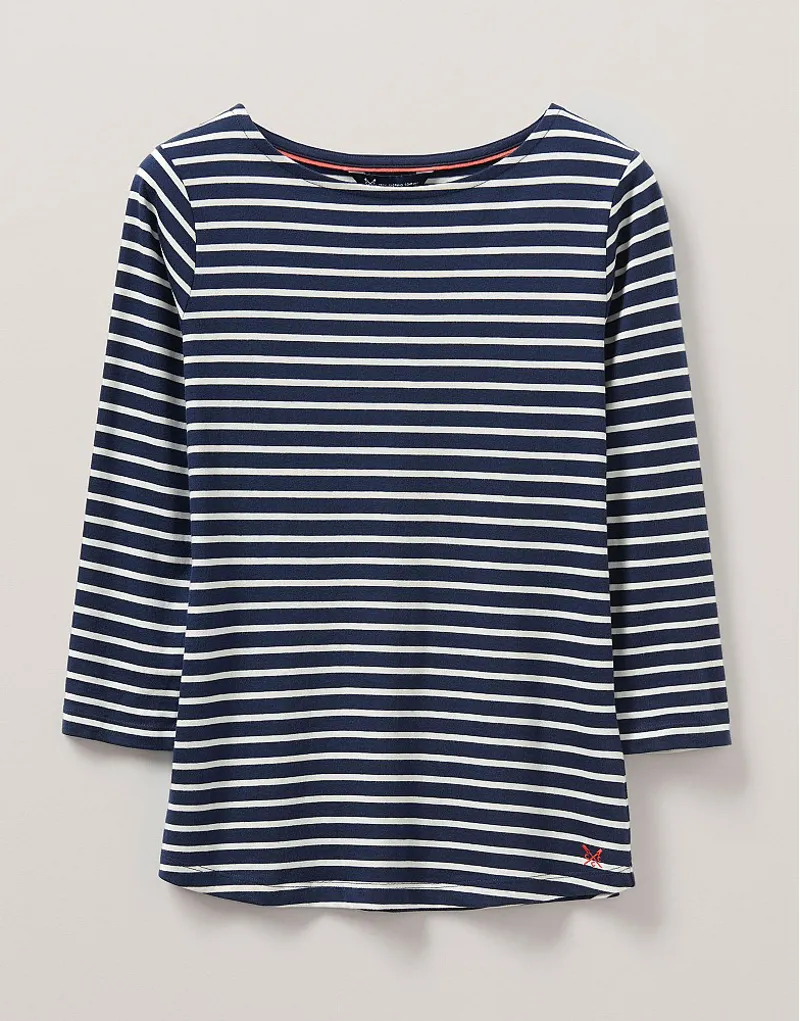 Crew Ladies Breton Stripe Top Navy/White-2