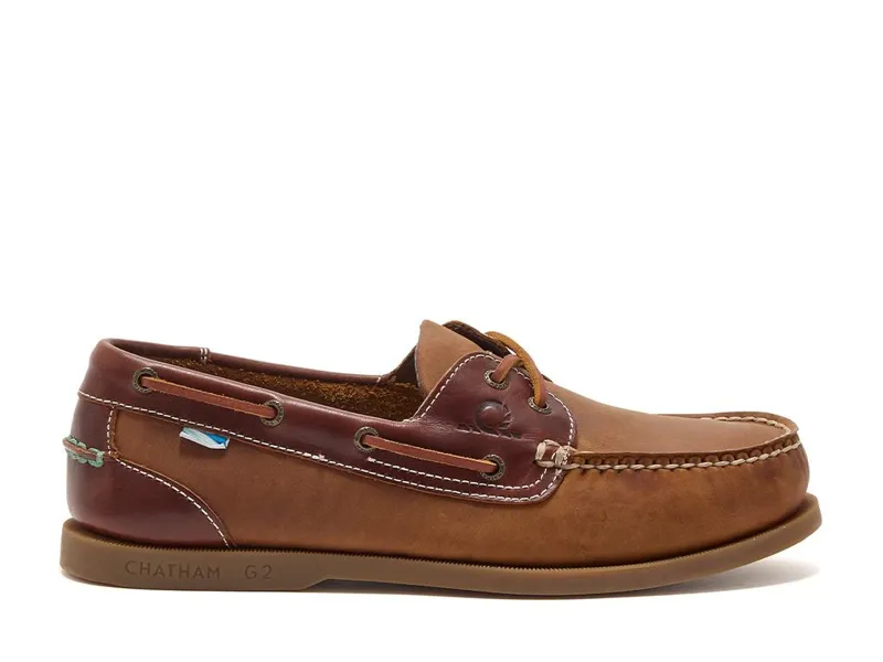 Chatham Mens Bermuda II G2 Leather Deck Shoe - Walnut/Seahorse-1