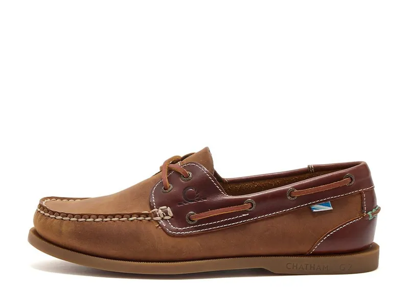 Chatham Mens Bermuda II G2 Leather Deck Shoe - Walnut/Seahorse-3