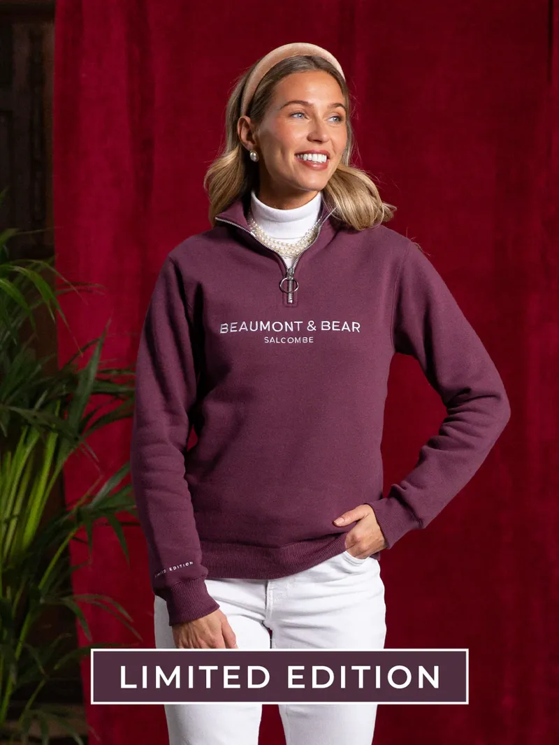 Beamont and Bear Kingswear Limited Edition 1/4 Zip - Berry-1