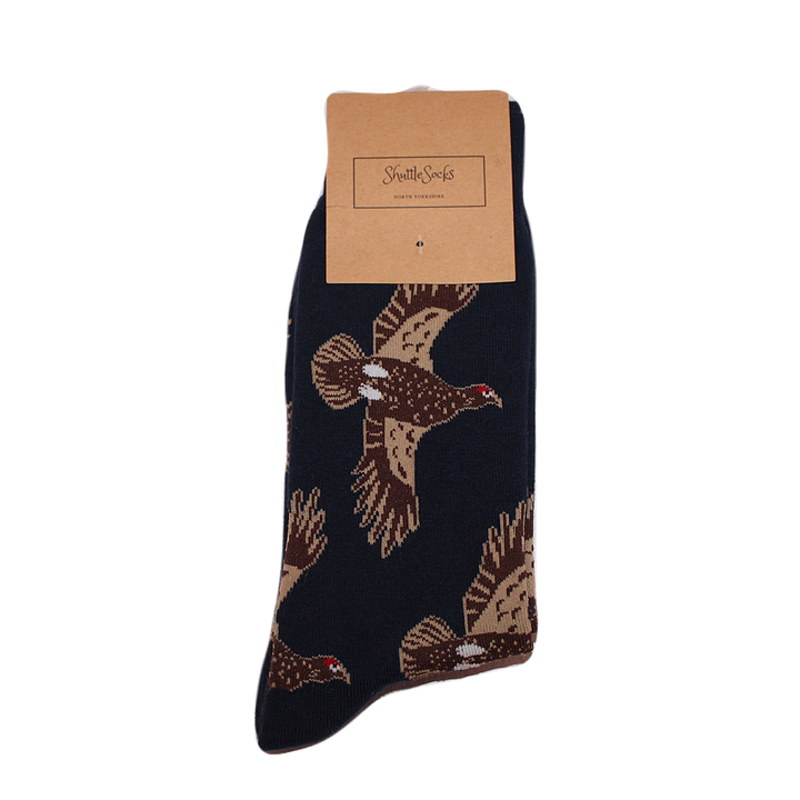 Shuttle Socks Mens Navy Flying Grouse-1