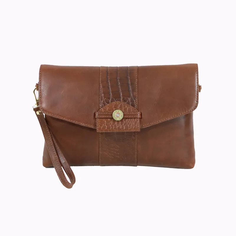 Hicks and Hides Bibury Cartridge Bag - Cognac Croc