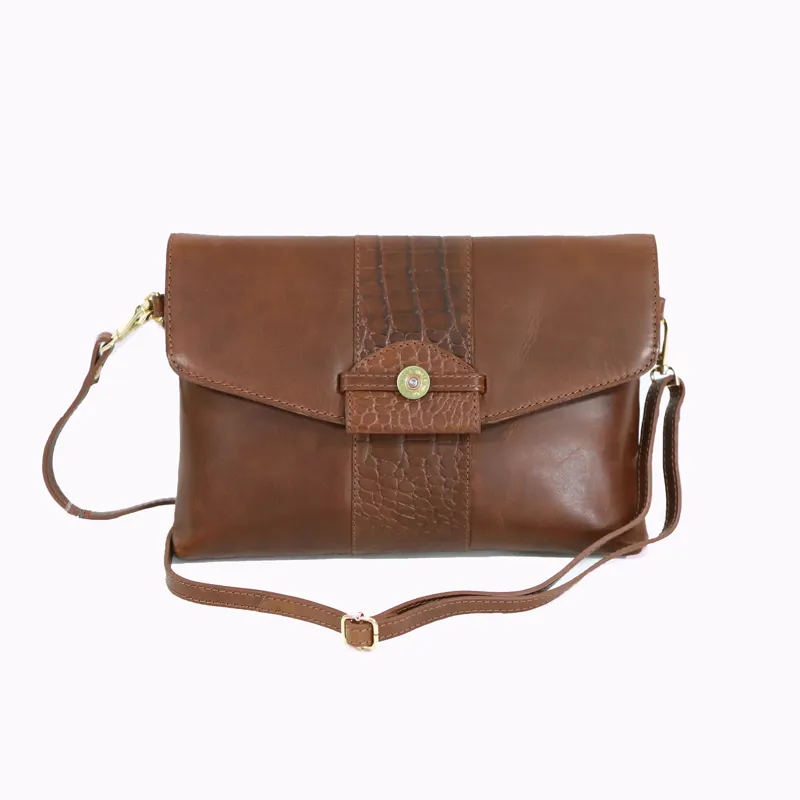 Hicks and Hides Bibury Cartridge Bag - Cognac Croc-1