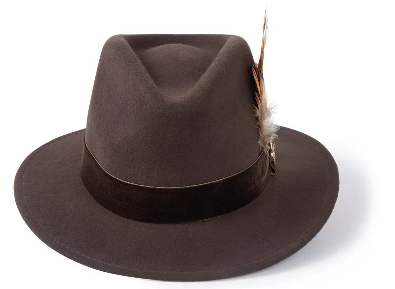 Hicks and Brown Chelsworth Fedora Bronze Luxe Feather - Brown-1