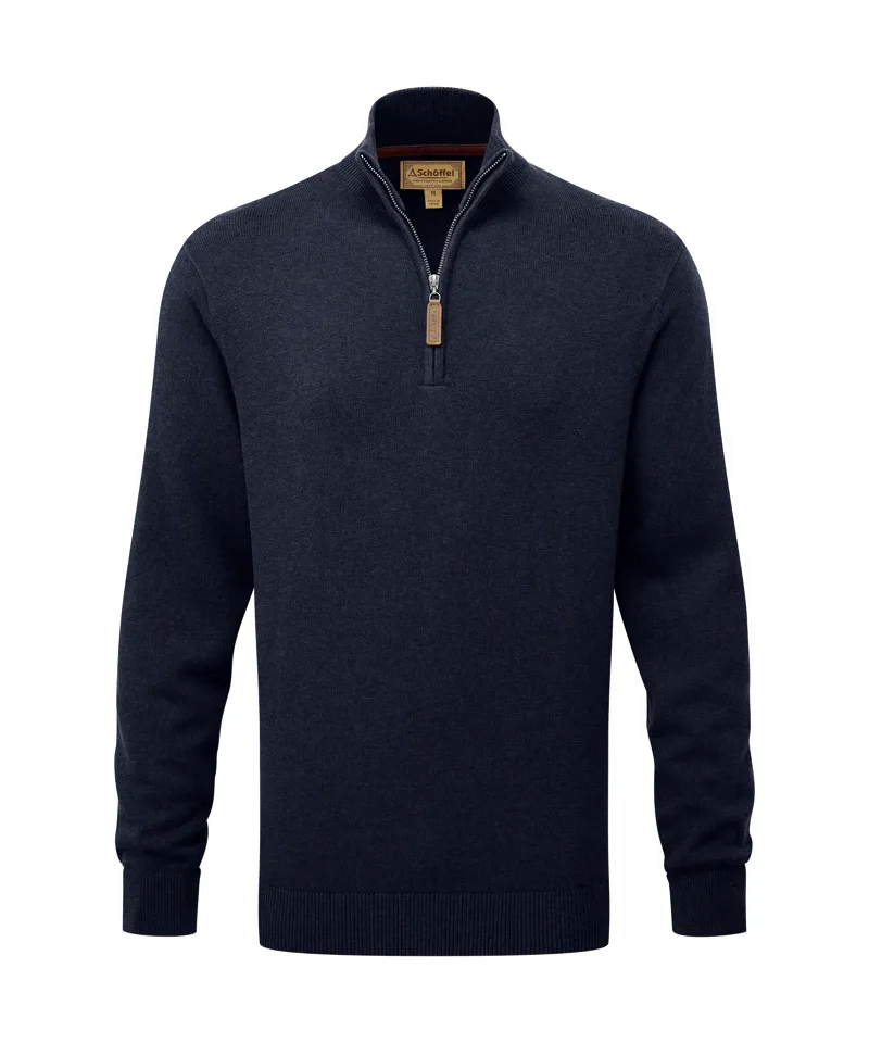 Schoffel Calton Cotton Cashmere 1/4 Zip - Navy