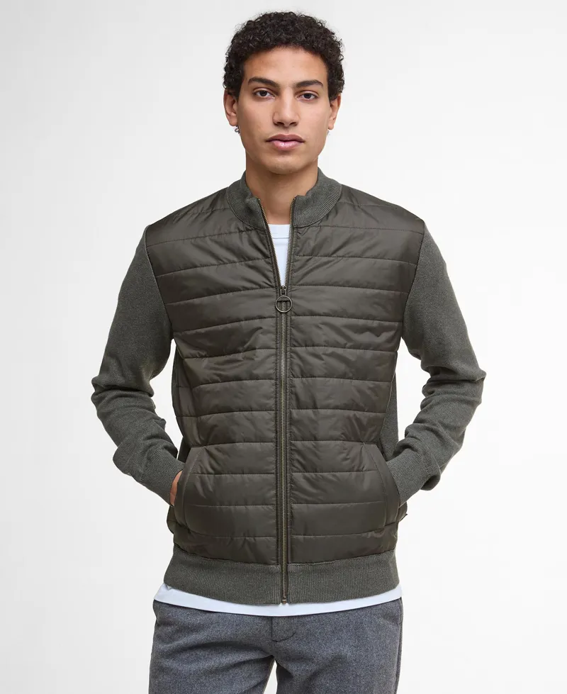 Barbour Mens Essential Carn Quilted Zip Jumper - Olive