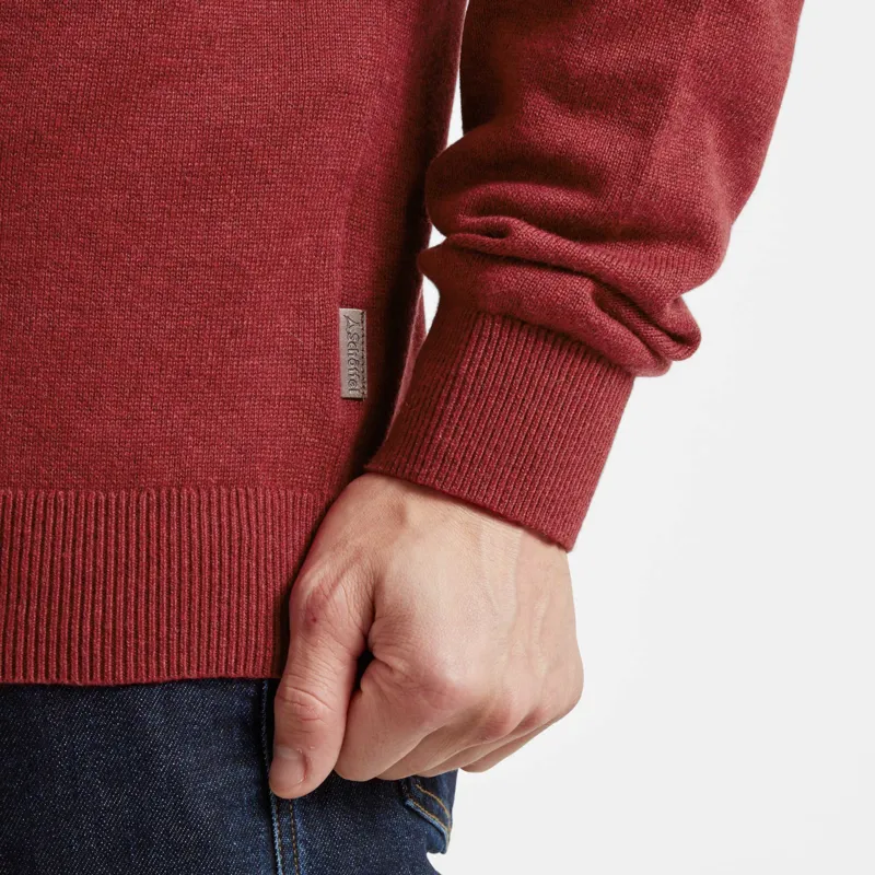 Schoffel Mens Cotton Cashmere 1/4 Zip Jumper - Chilli-2