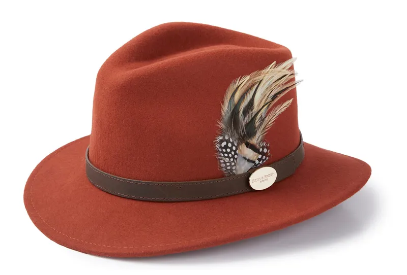 Hicks and Brown Suffolk Fedora Fawn Side Feather - Cinnamon
