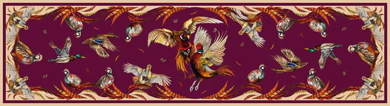 Clare Haggas Mulberry and Gold Best In Show Classic Silk Scarf-1