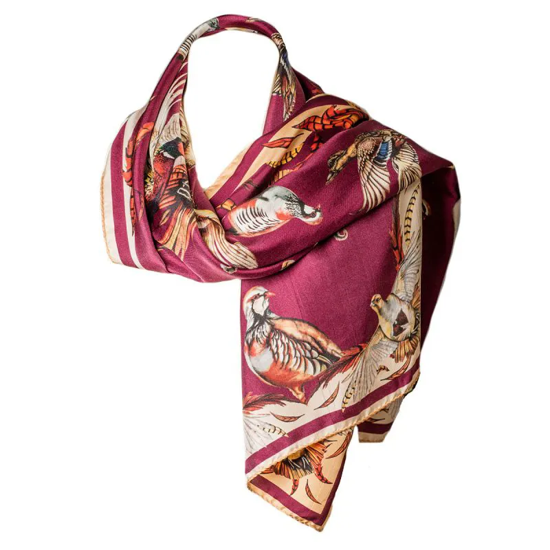 Clare Haggas Mulberry and Gold Best In Show Classic Silk Scarf-2
