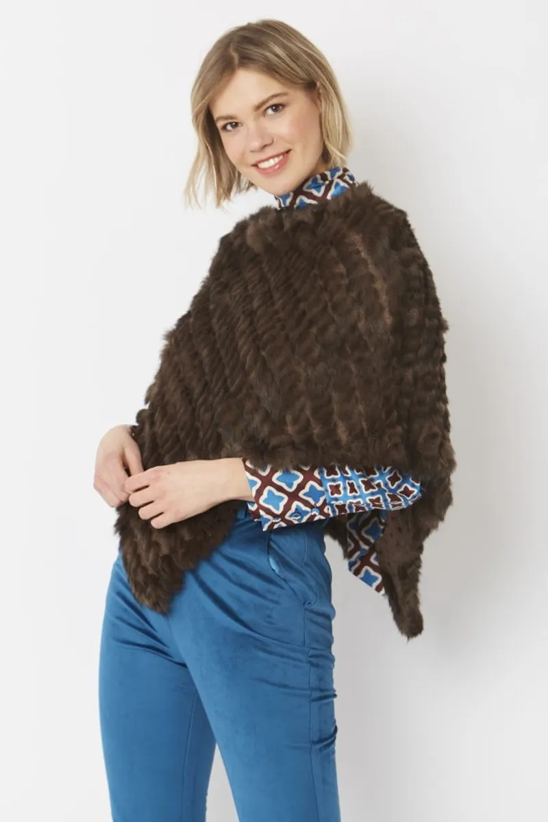 Coney Fur Poncho Chocolate
