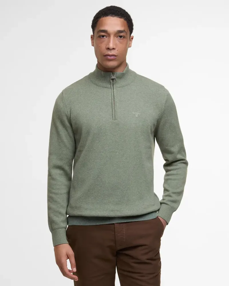 Barbour Cotton 1/4 Zip - Thyme-1