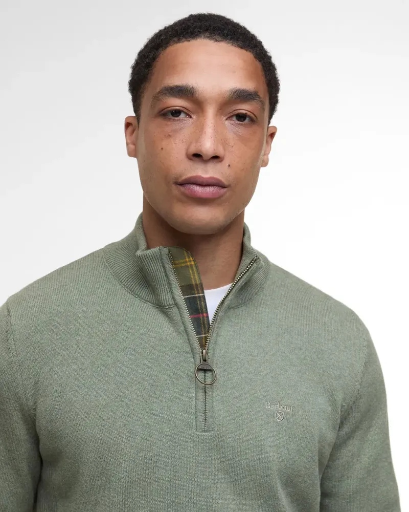 Barbour Cotton 1/4 Zip - Thyme-2