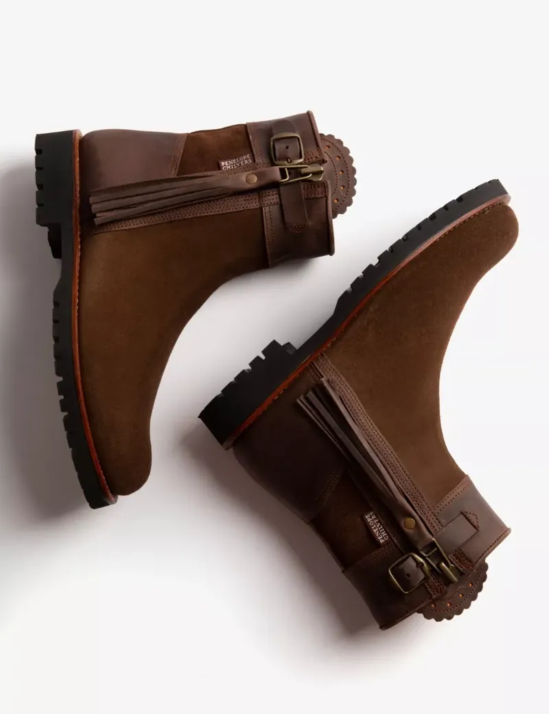 Penelope Chilvers Cropped Inclement Tassel Boot - Dark Oak-1