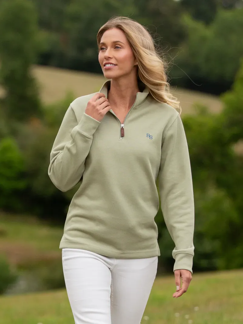 Beaumont and Bear Dittisham Unisex Ribbed 1/4 Zip - Moss Green