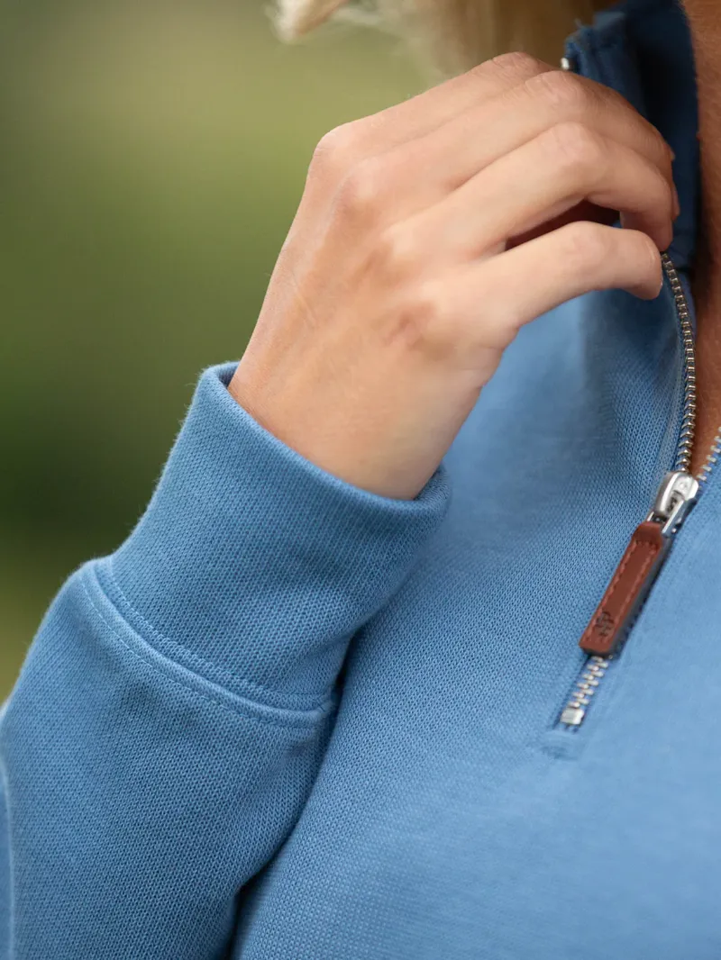 Beaumont and Bear Dittisham Unisex Ribbed 1/4 Zip - Vintage Blue-1