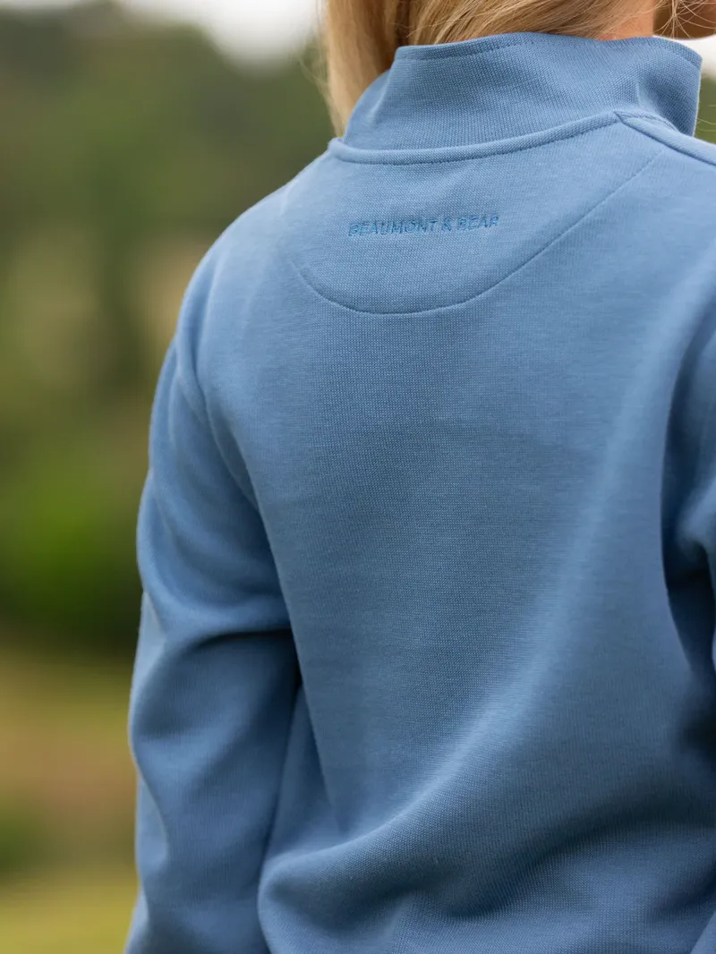 Beaumont and Bear Dittisham Unisex Ribbed 1/4 Zip - Vintage Blue-2