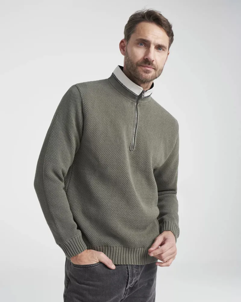 Holebrook Mens Classic Knitted Windproof Sweater - Dusty Olive