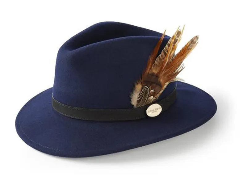 Hicks and Brown Gamebird Suffolk Fedora - Navy