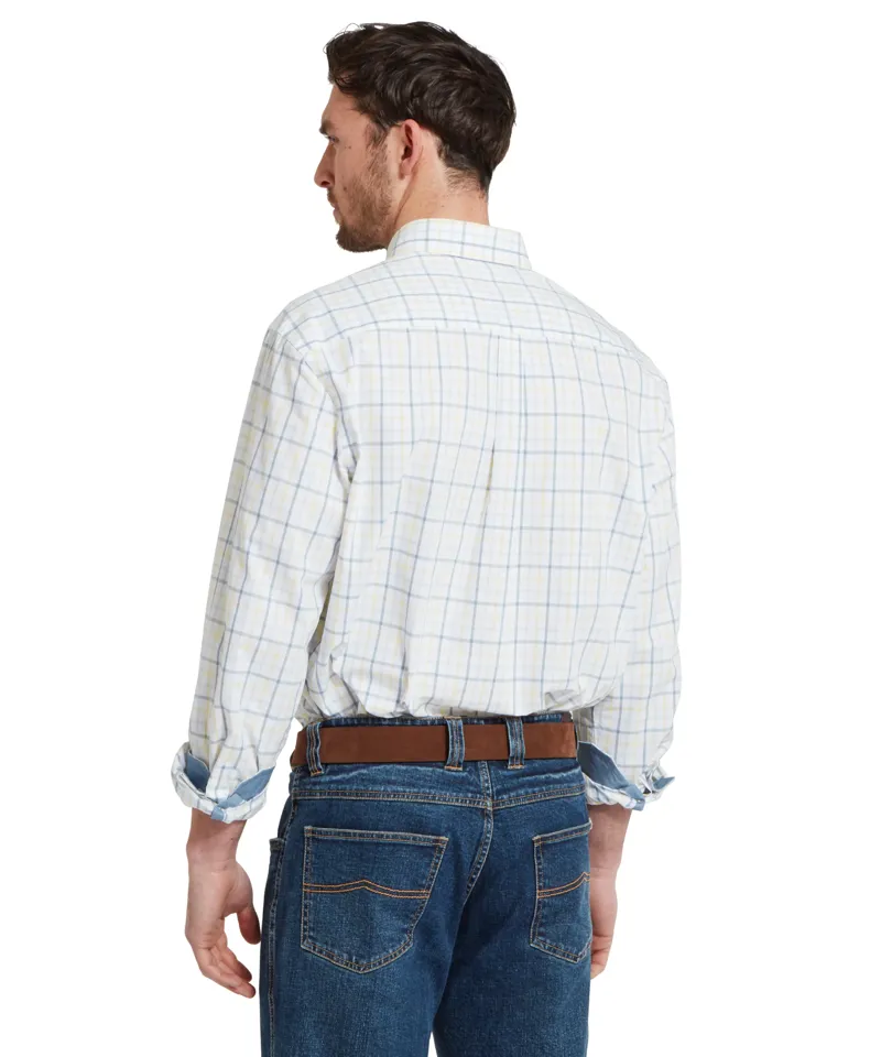 Schoffel Holkham Classic Shirt - Blue/Pastel Peach-3