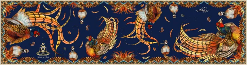 Clare Haggas Classic Heads or Tails Silk Scarf - Navy-2