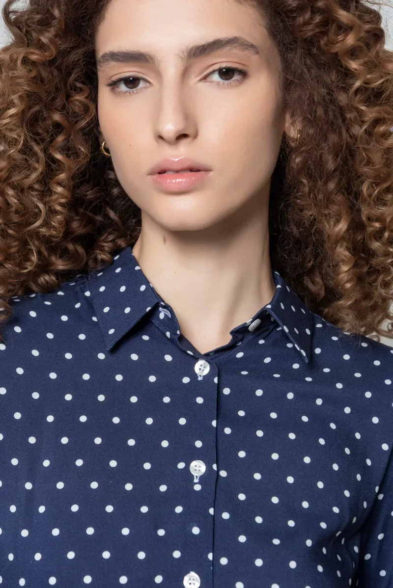Hartwell Lydia Shirt - Navy Polka Dot -1