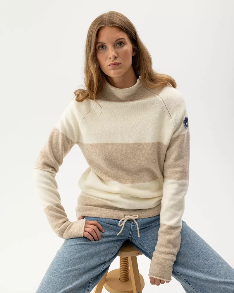 Holebrook Ladies Martina Windproof Sweater - Sand/Off White