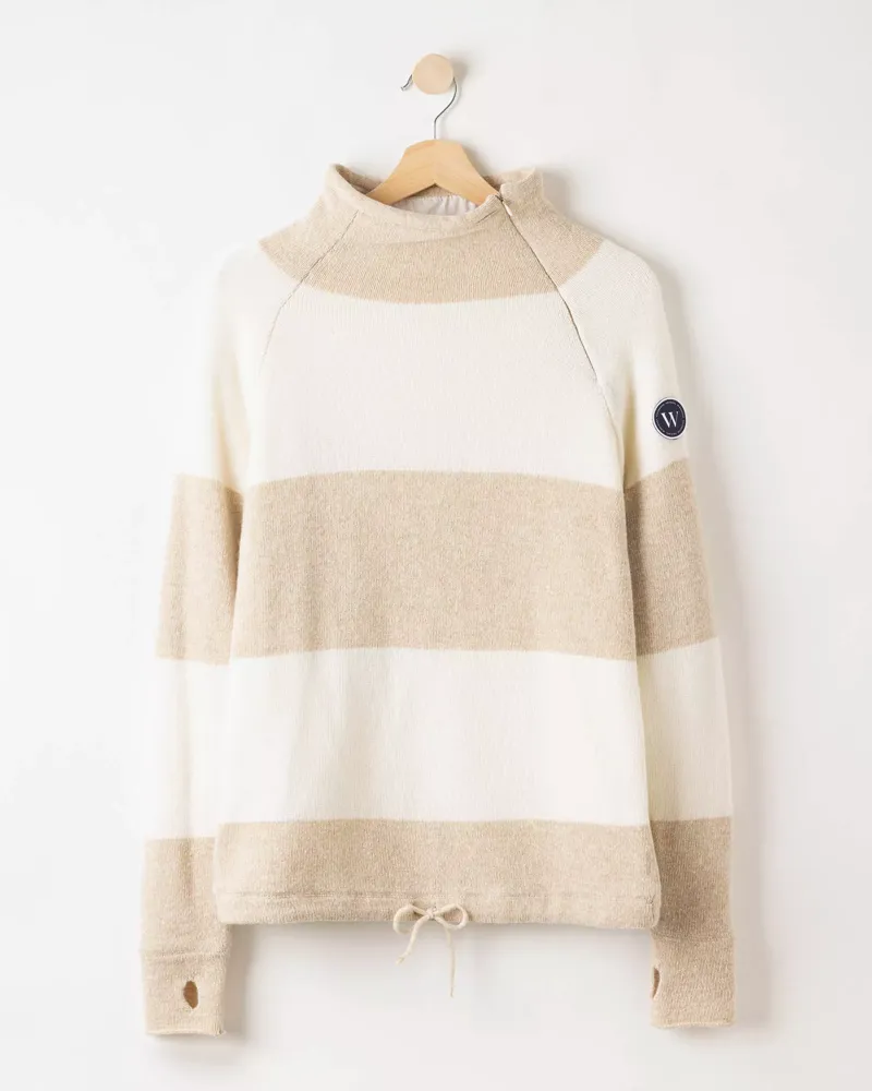 Holebrook Ladies Martina Windproof Sweater - Sand/Off White-3