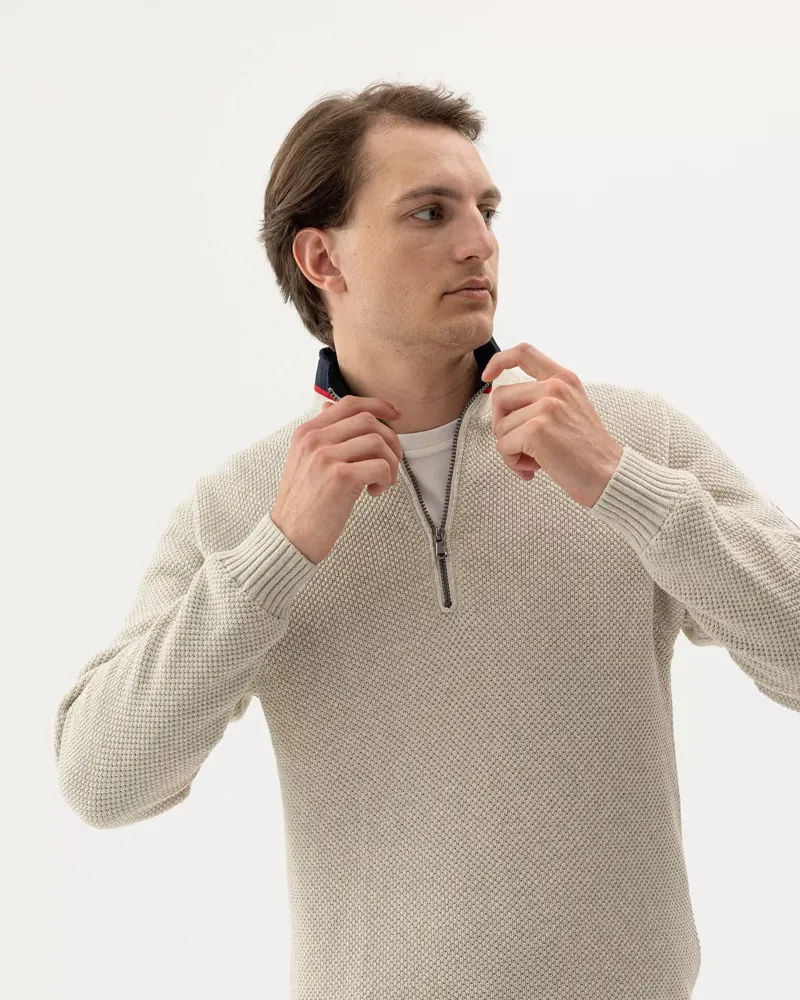 Holebrook Classic Windproof Sweater -  Off White Melange-2