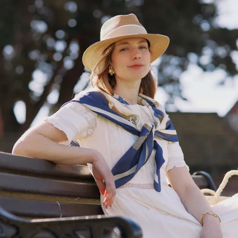 Hicks and Brown Melford Silk Scarf - Navy-2