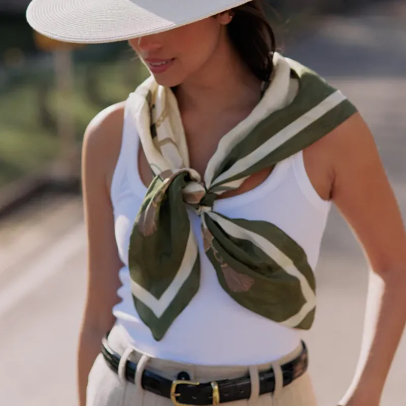 Hicks and Brown Melford Silk Scarf - Olive Green-2