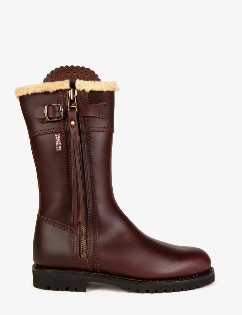 Penelope Chilvers Midcalf Lined Tassel Boot - Conker