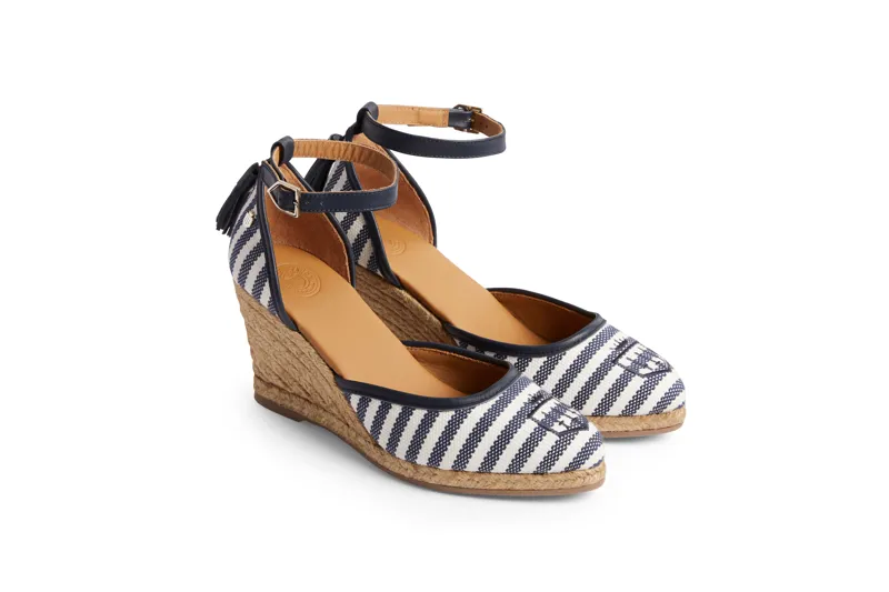 Fairfax and Favor Monaco Wedge - Navy Stripe