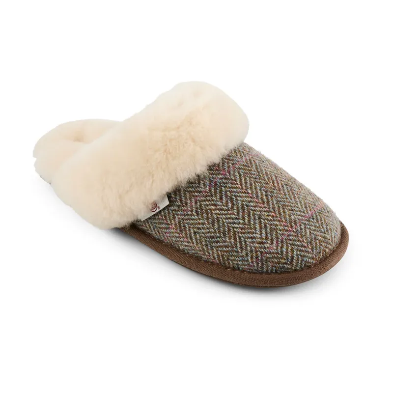 Bedroom Athletics Kate Harris Tweed Slipper - Oat/Pink Check